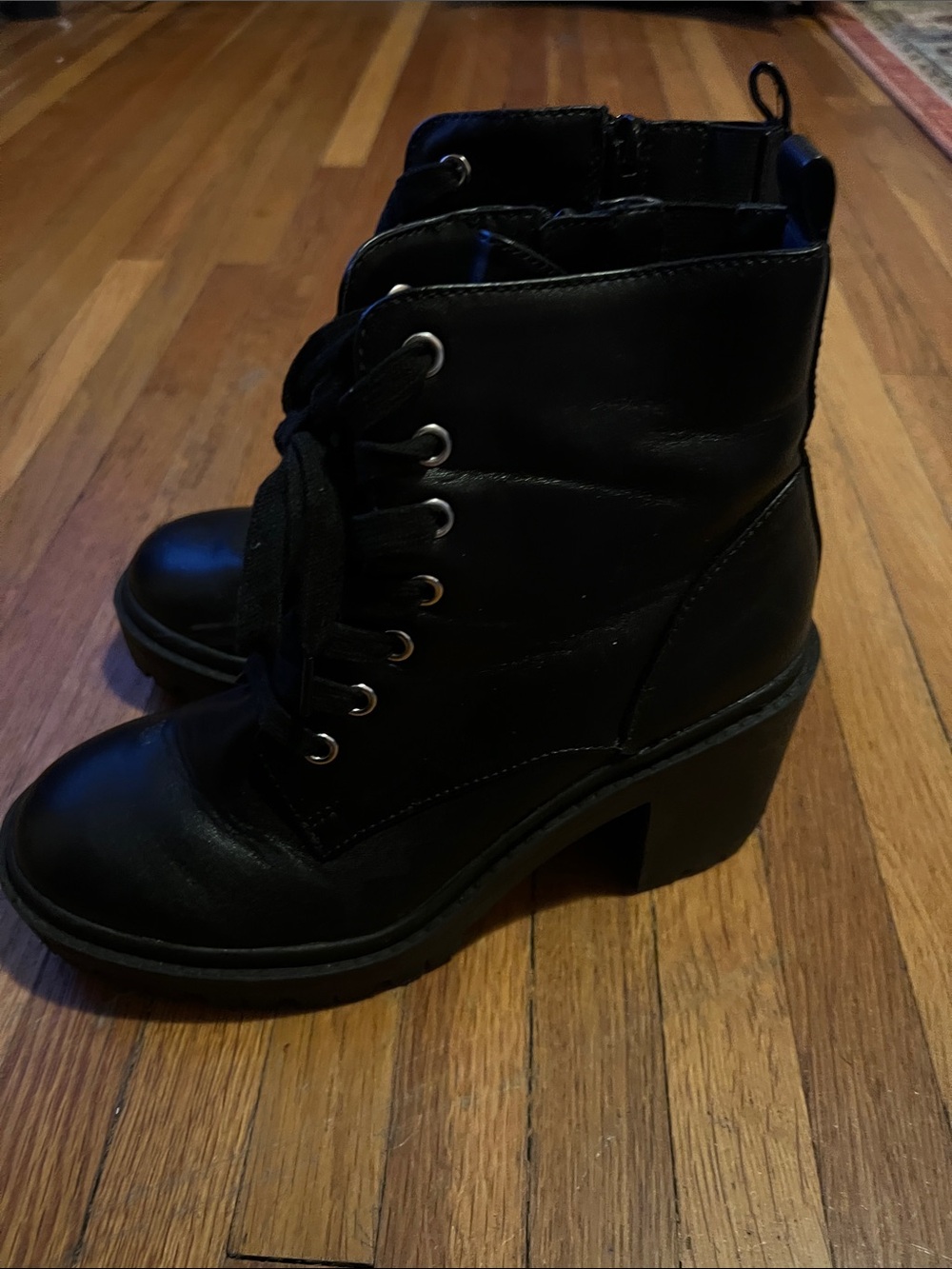 torrid Black Lace-Up Platform Heel Ankle Boots